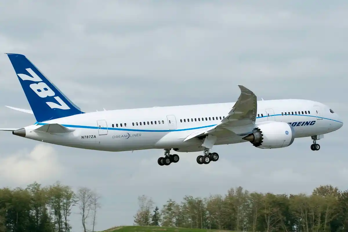 The Boeing 787-8 operating a test flight