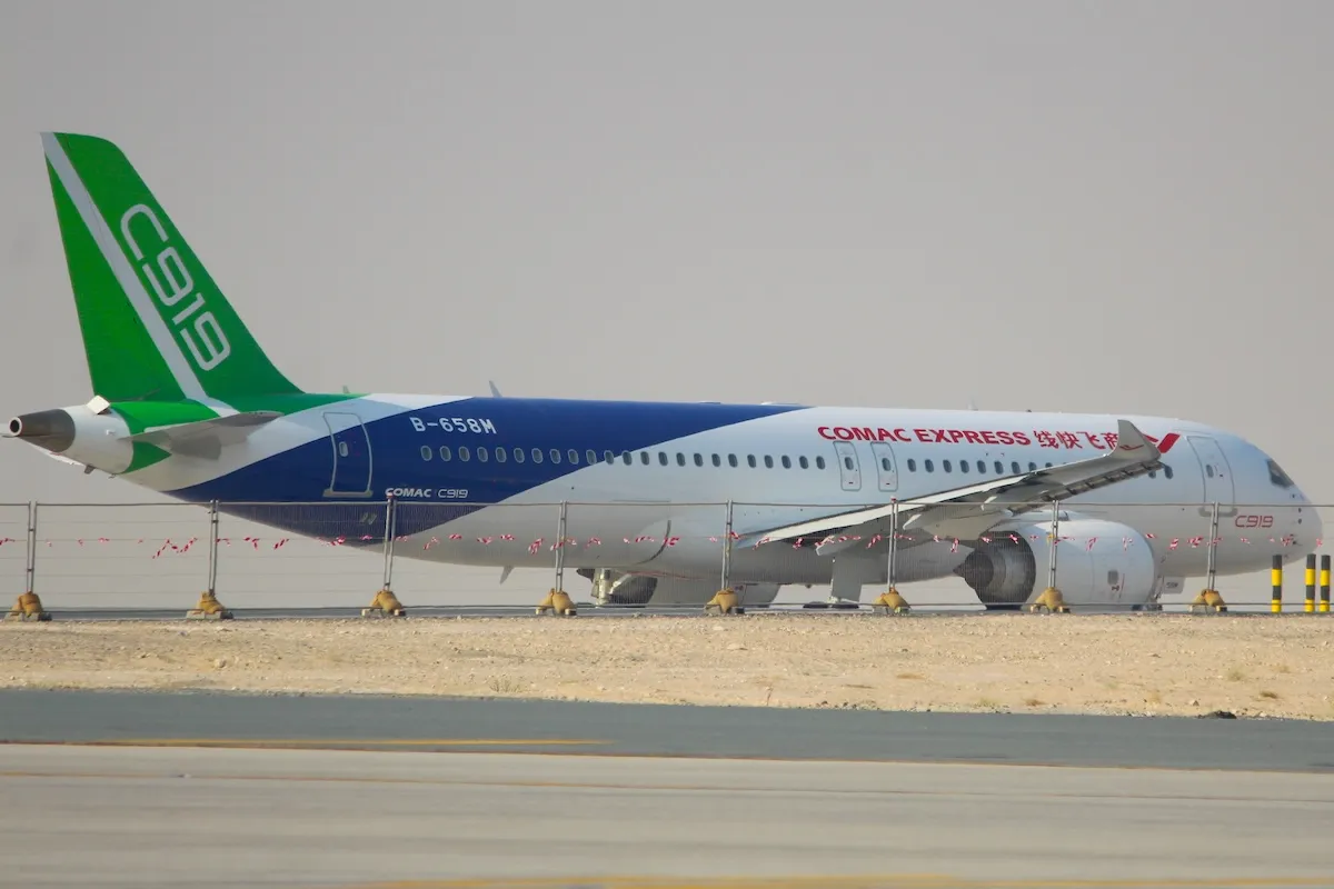 Comac C919 Aircraft displayed at Dubai Airshow.
