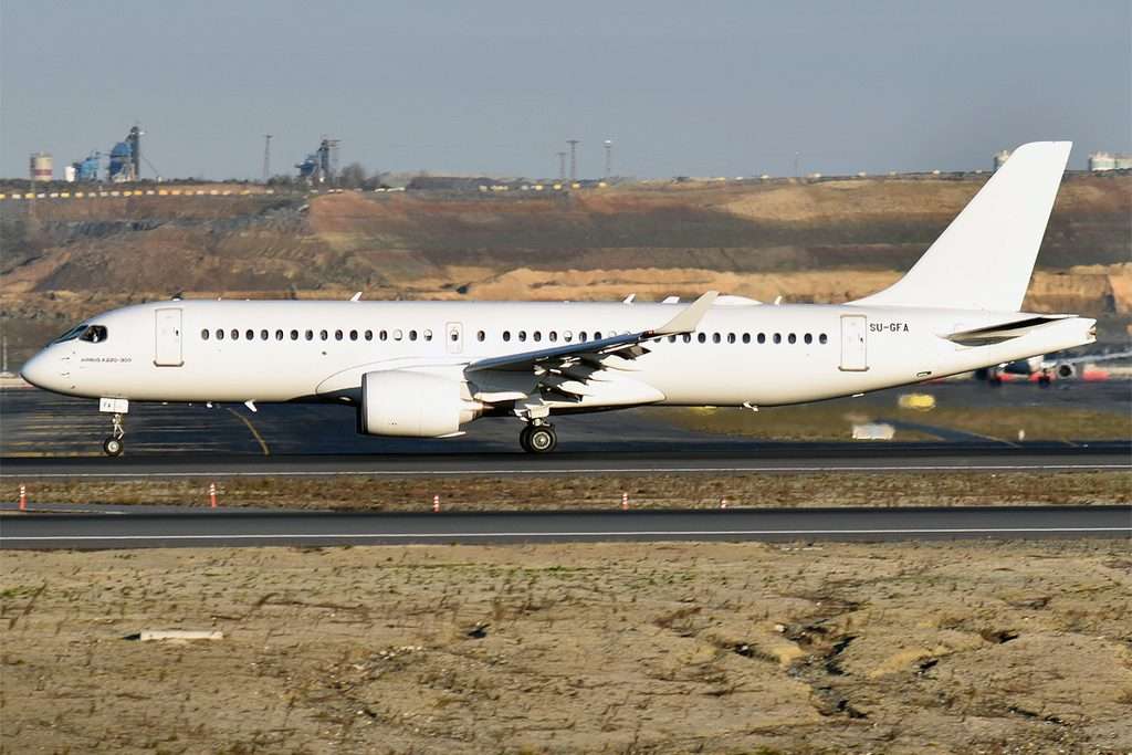 Airbus A220-300 in all white livery