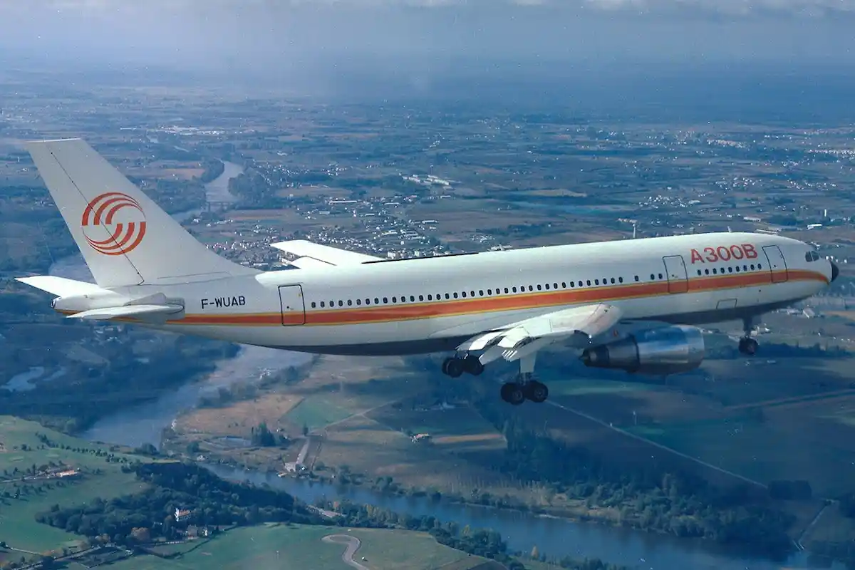The Airbus A300b4 operates its first flight and marks a new era for the planemaker
