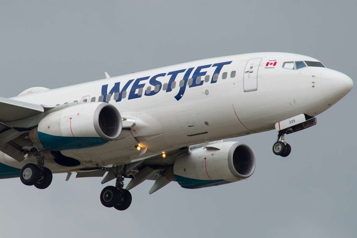 WestJet Boeing 737 lands at Toronto Pearson International Airport