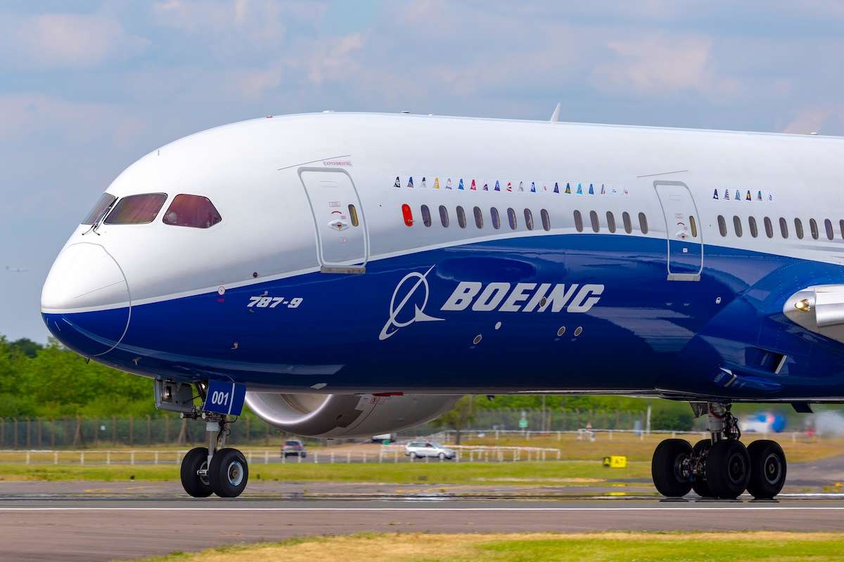 Farnborough, UK - July 18, 2014: Boeing 787-9 Dreamliner commercial airline aircraft N789EX.