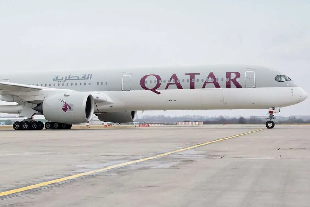 PRAGUE - November 25, 2021: Qatar airways Airbus A350-1041 REG A7-ANO at Vaclav Havel Airport Prague. Airbus A350-1041 at Prague Airport for the very first time. From DOHA to Prague.
