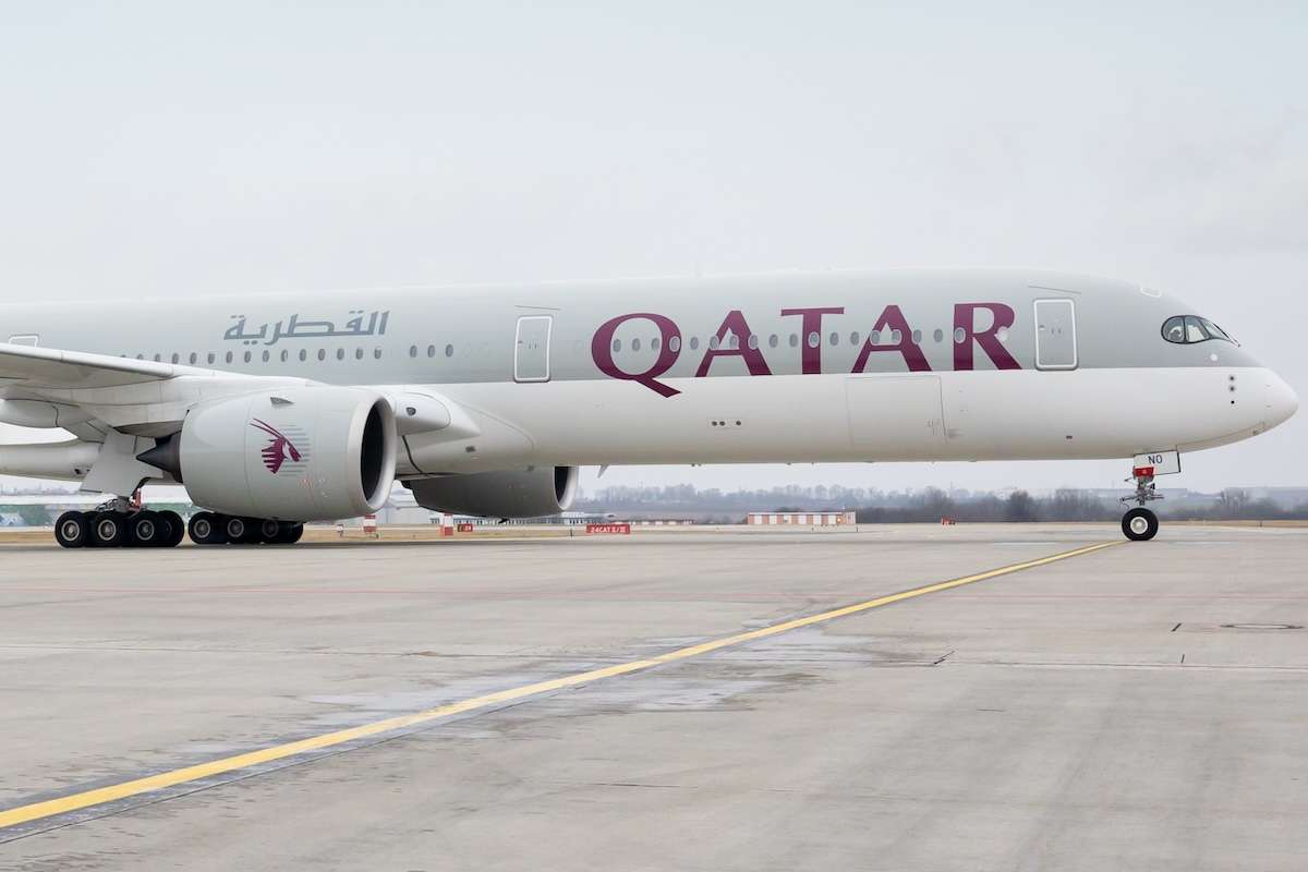 PRAGUE - November 25, 2021: Qatar airways Airbus A350-1041 REG A7-ANO at Vaclav Havel Airport Prague. Airbus A350-1041 at Prague Airport for the very first time. From DOHA to Prague.