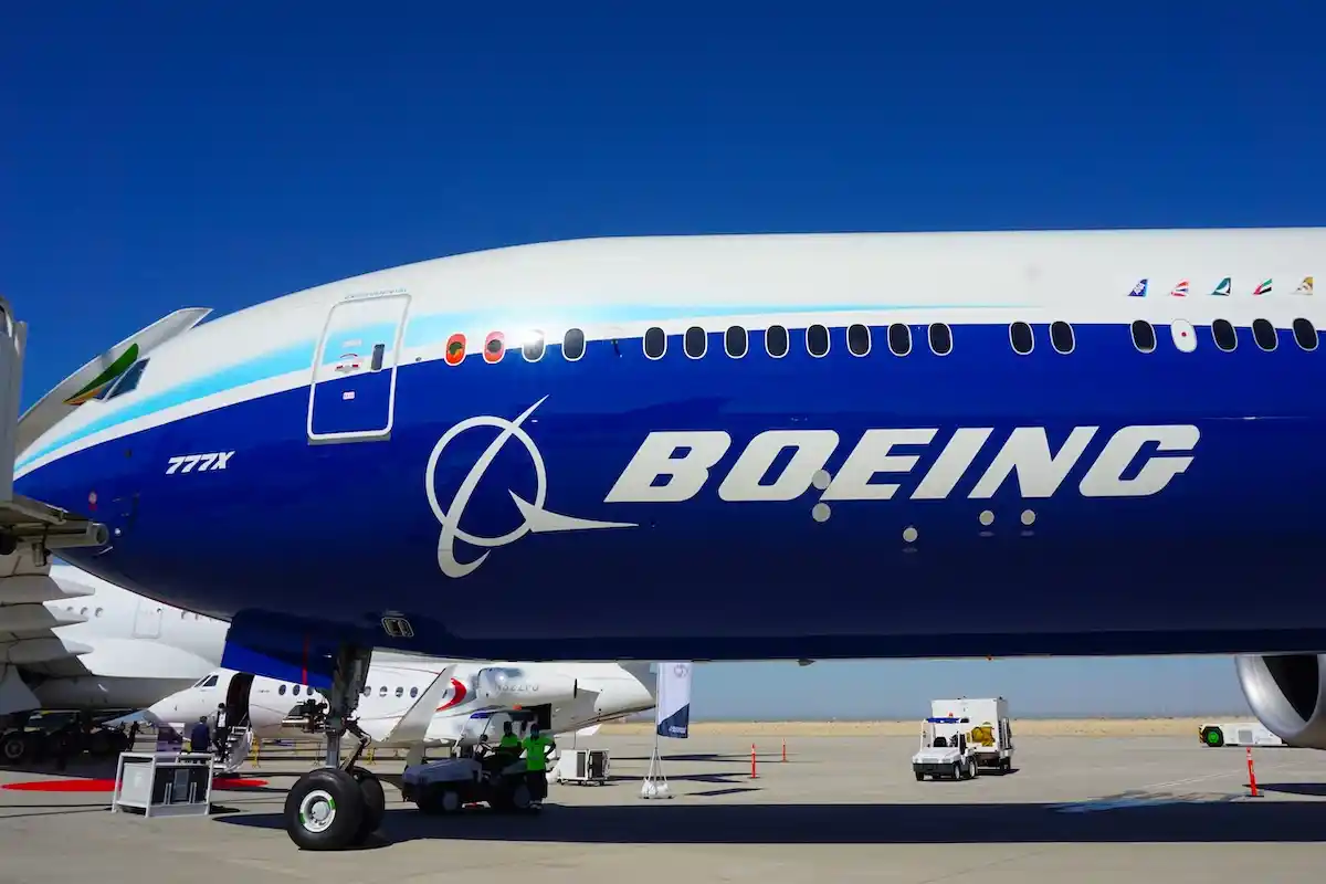 Boeing 777X was displayed at Dubai Airshow in November 2021.