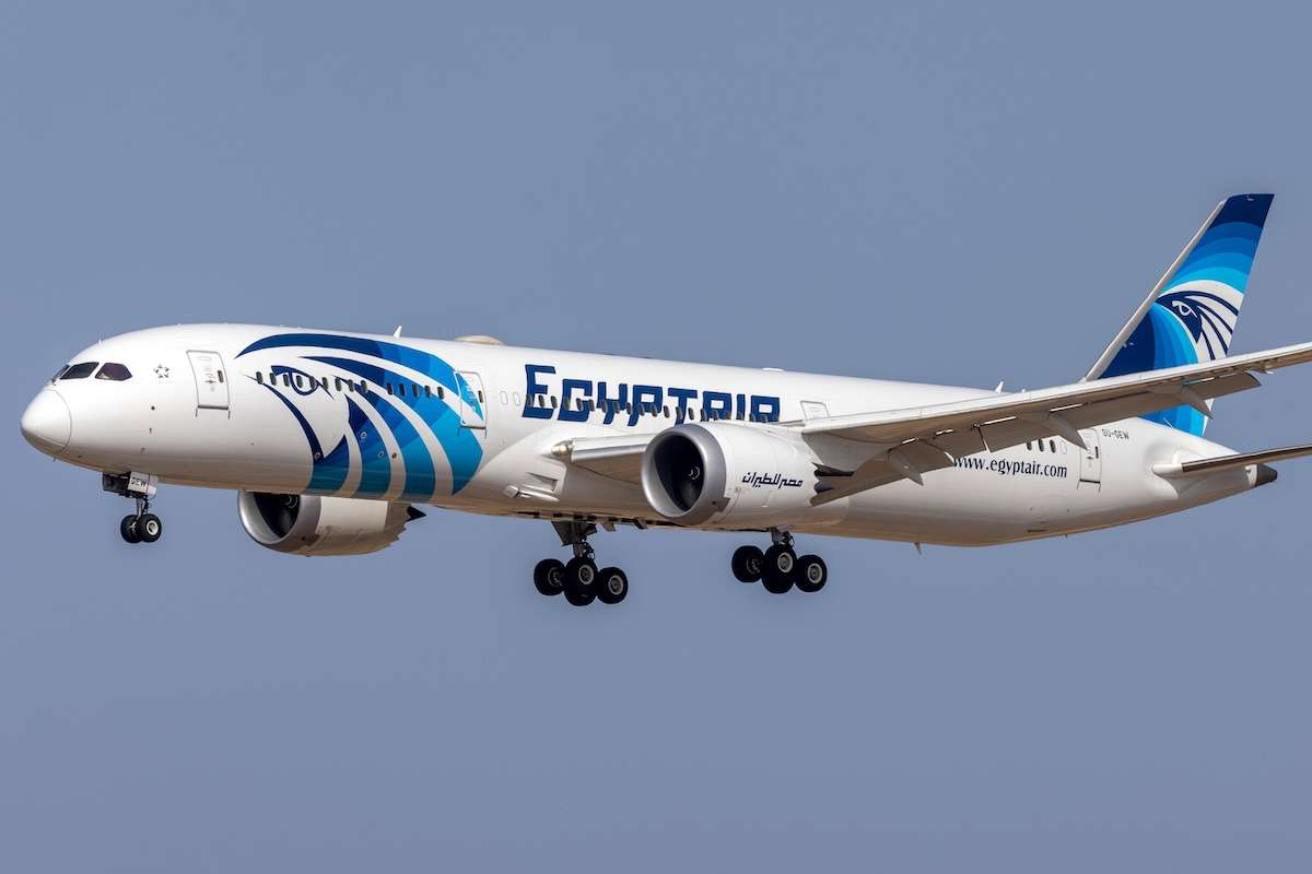 Luqa, Malta - August 25, 2021: EgyptAir Boeing 787-9 Dreamliner (Reg.: SU-GEW) making another cargo only flight between Cairo and Malta.