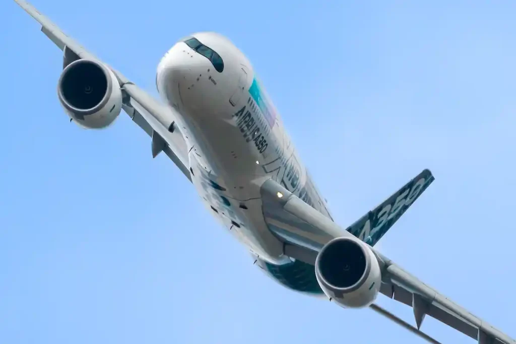 The Airbus A350-900 XWB during the 2022 Farnborough Airshow