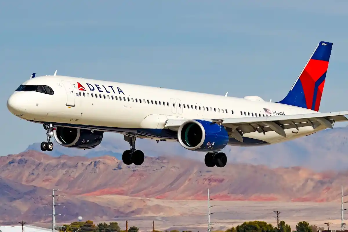 Delta Airbus A321neo arriving at Las Vegas Harry Reid International Airport