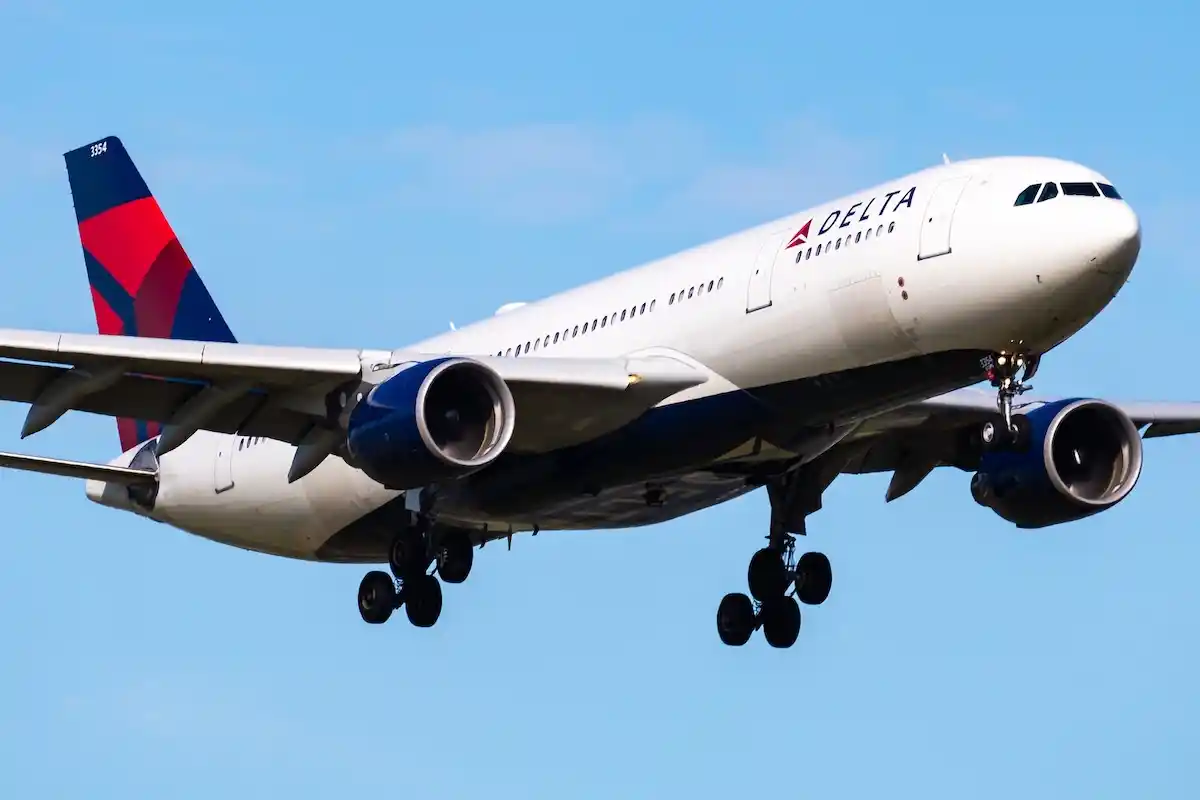 Delta Airlines Airbus A330-200 N854NW passenger plane arrival and landing at Amsterdam Schipol Airport