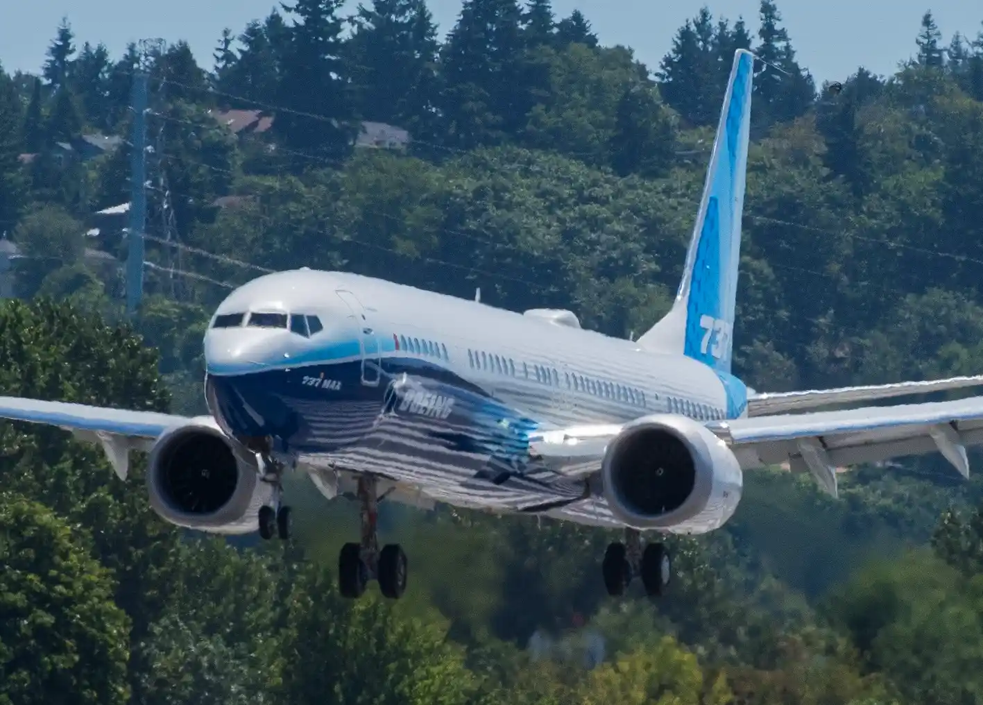 The Boeing 737-10 lands at Boeing Field in Seattle for the first time